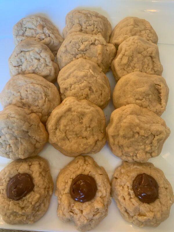 Peanut butter and chocolate cookies closeup